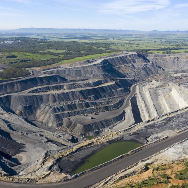 Open pit coal mine in the Hunter Valley area of New South Wales, Australia.