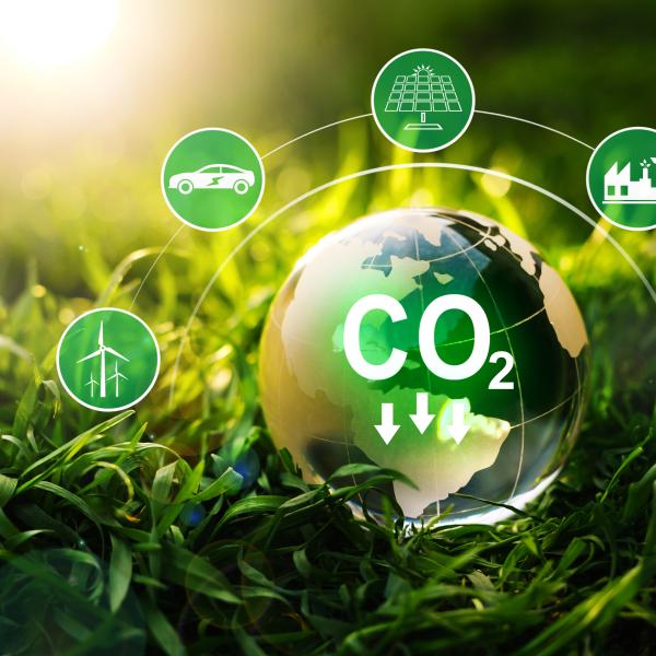 Sustainable development and green business based on renewable energy. Reduce CO2 emission concept.