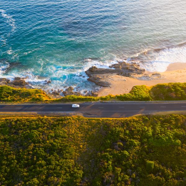 Car on coastal road