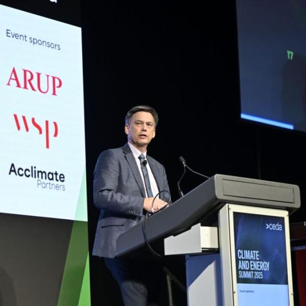 Brad Archer delivering a speech at the Climate and Energy Forum 2025