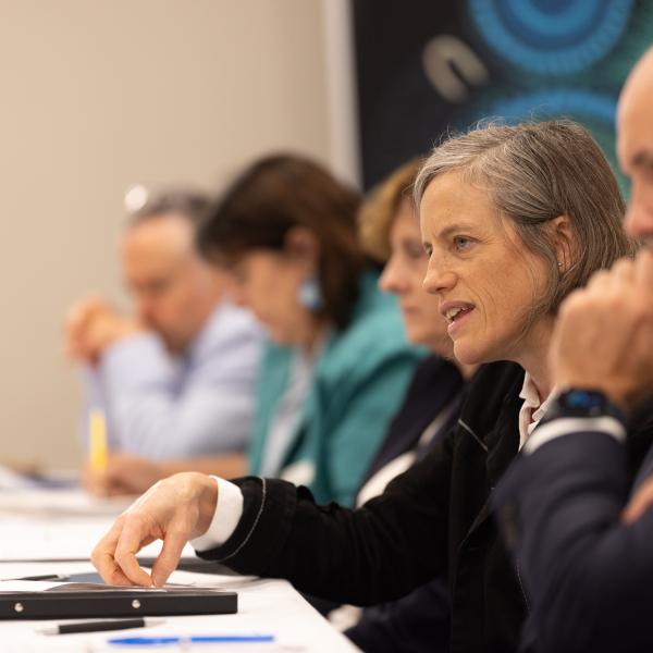 CCA CEO Kath Rowley and CCA Chair Matt Kean sitting at a table during the Science Roundtable held February 13 2026.