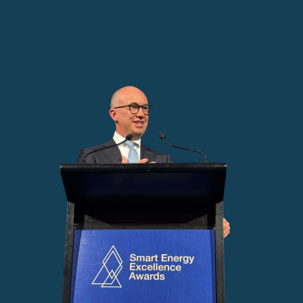 Matt Kean at a podium delivering a speech